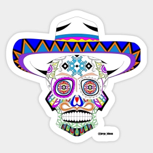 calavera cowboy, mariachi ecopop Sticker